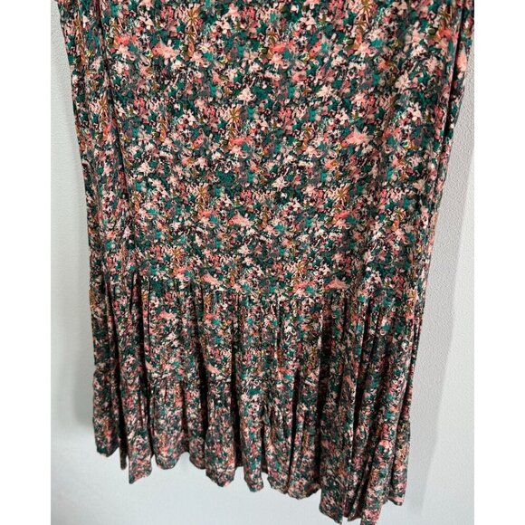 Nine West Womens Ditsy Floral Sleeveless Dress Small V-Neck Drop Waist Ruffle - Picture 5 of 11